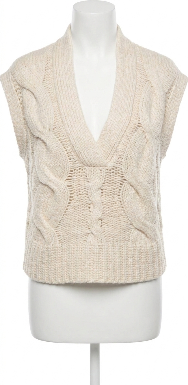 NEW RAMY BROOK adelaide v neck sleeveless cable knit sweater in oatmeal